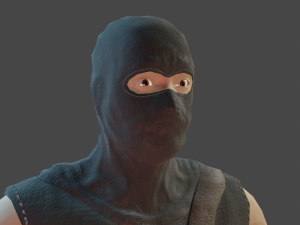 ninja with katana face morphs low-poly 3D Модель