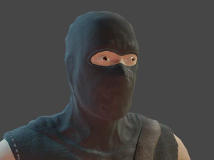 ninja with katana face morphs low-poly 3D Model