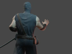 ninja with katana face morphs low-poly 3D Model