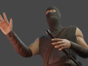 ninja with katana face morphs low-poly 3D Model