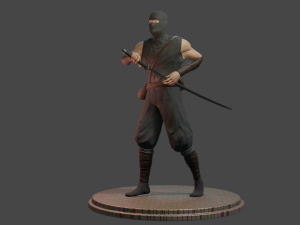 ninja with katana face morphs low-poly 3D Модель