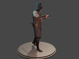 ninja with katana face morphs low-poly 3D Model