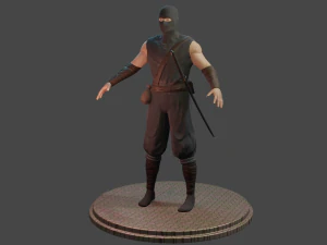 ninja with katana face morphs low-poly 3D Model