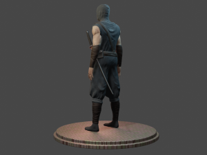ninja with katana face morphs low-poly 3D Модель
