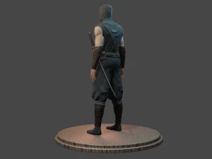 ninja with katana face morphs low-poly 3D Model