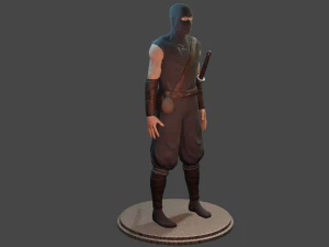 ninja with katana face morphs low-poly 3D Model