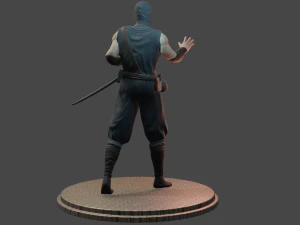 ninja with katana face morphs low-poly 3D Model
