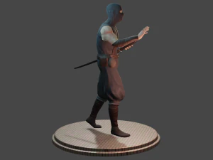ninja with katana face morphs low-poly 3D Model
