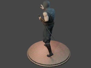 ninja with katana face morphs low-poly 3D Model