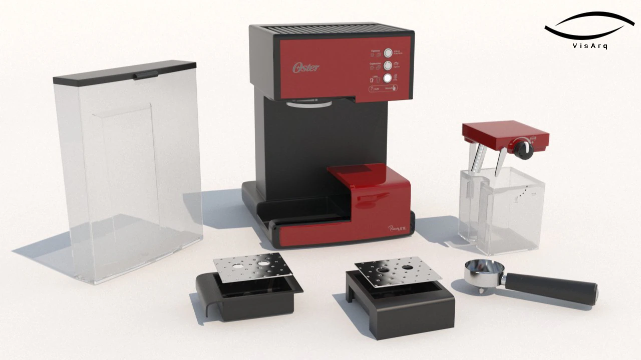 コーヒーメーカー オスター プリマラッテ 3Dモデル .c4d .max .obj .3ds .fbx .stl .blend 