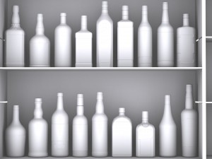liquor bottles with bar unit interior 3Dモデル