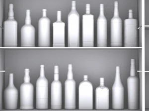 liquor bottles with bar unit interior 3D Model
