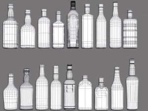 liquor bottles with bar unit interior 3Dモデル