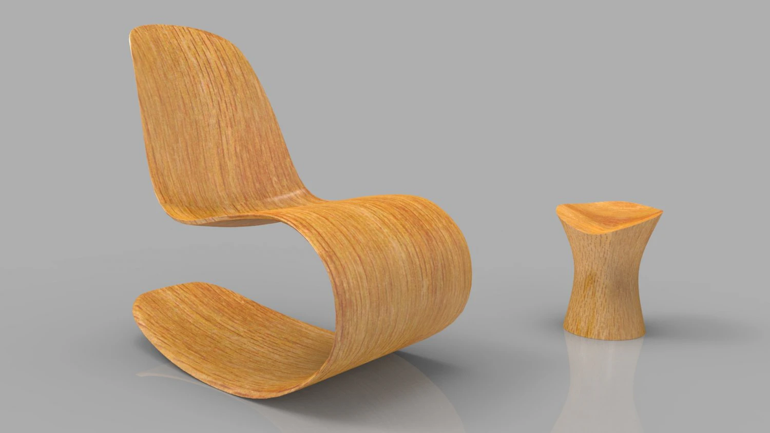 rocking wooden chair 3D Model .c4d .max .obj .3ds .fbx .stl .blend 