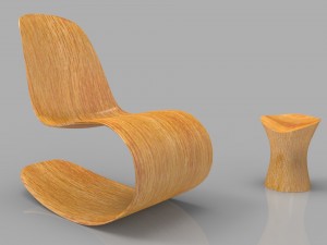 rocking wooden chair 3D Model