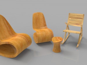 rocking wooden chair collection 3D Model
