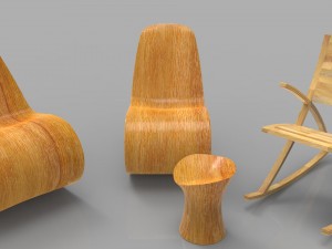 rocking wooden chair collection 3D Model
