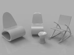 rocking wooden chair collection 3D Model
