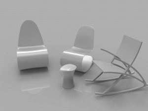 rocking wooden chair collection 3D Model