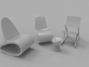 rocking wooden chair collection 3D Model