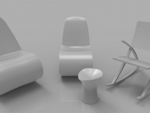 rocking wooden chair collection 3D Model