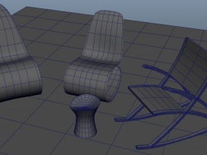 rocking wooden chair collection 3D Model