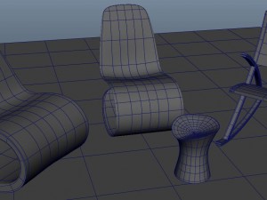 rocking wooden chair collection 3D Model