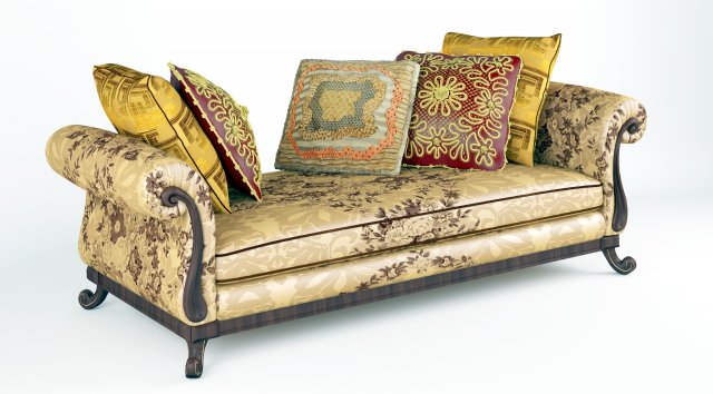 royal sofa with pillows 3D मॉडल .c4d .max .obj .3ds .fbx .stl .blend 