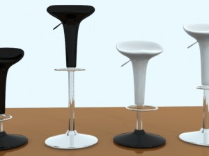 bar stool - black and white Modelo 3D