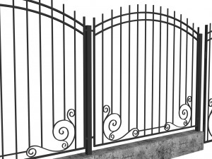 iron fence and gates 3D Model