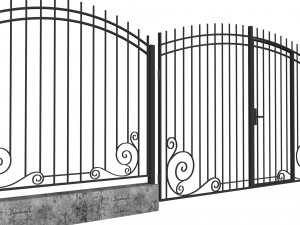 iron fence and gates Modelo 3D