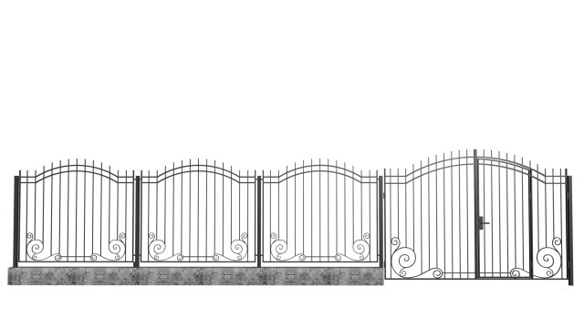 iron fence and gates 3D 모델 .c4d .max .obj .3ds .fbx .stl .blend 