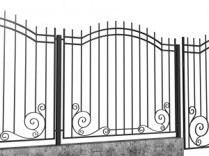 iron fence and gates 3D 모델