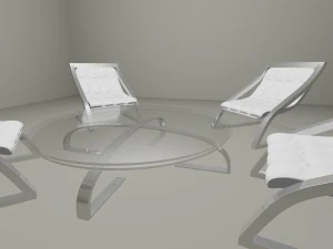 nowoczesny zestaw st&oacute;ł z krzesłami Model 3D