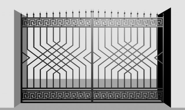 model of gates with fence for house and garden 3D 模型 .c4d .max .obj .3ds .fbx .stl .blend 