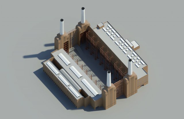 battersea power station - london Modello 3D .c4d .max .obj .3ds .fbx .stl .blend 