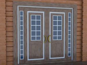 model of wooden windows and doors two colors Modelo 3D