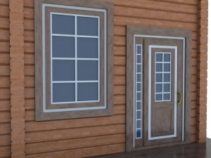model of wooden windows and doors two colors Modelo 3D