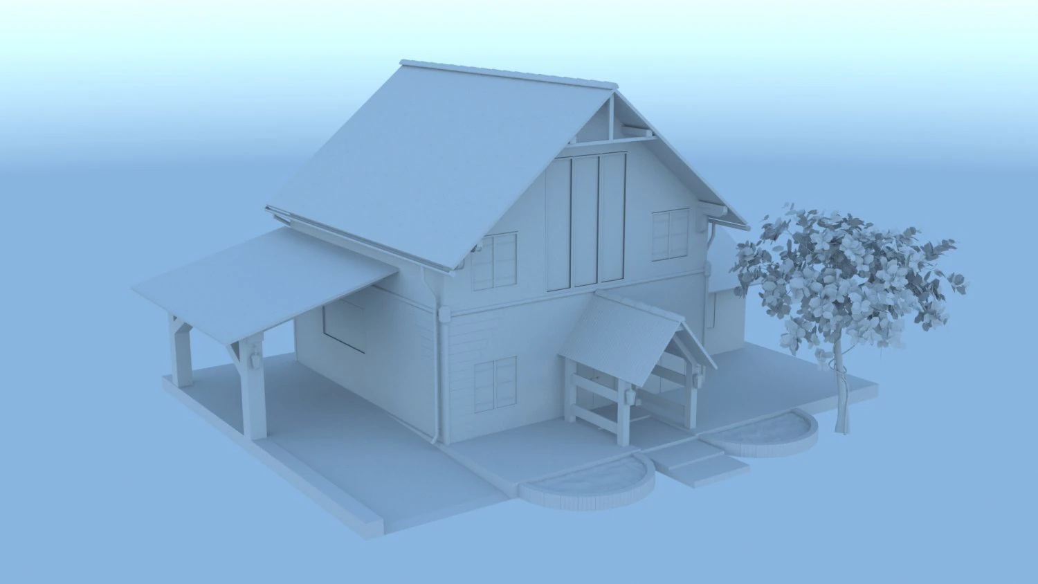 country house 3D Model .c4d .max .obj .3ds .fbx .stl .blend 