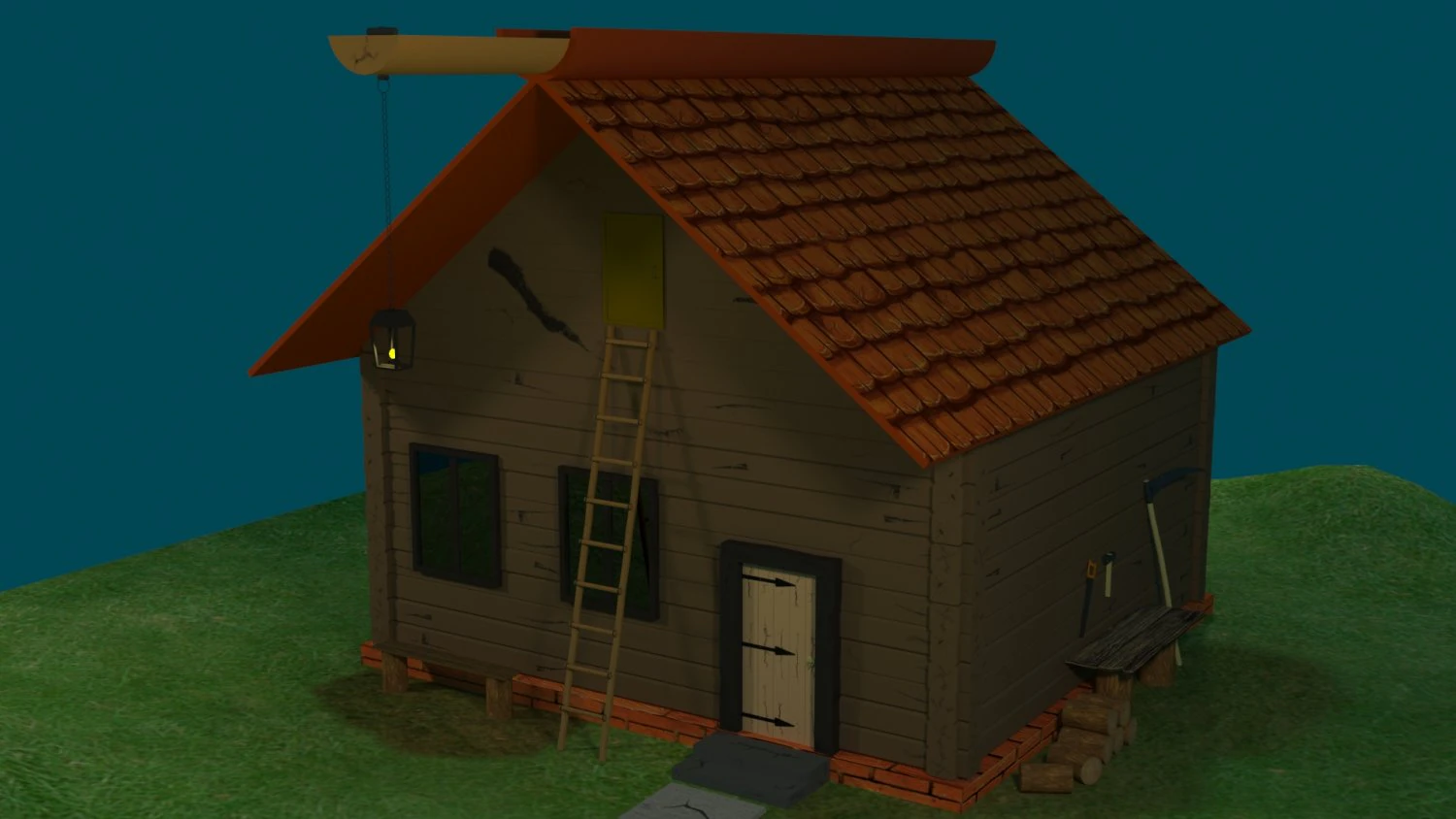 wooden house 3D Model .c4d .max .obj .3ds .fbx .stl .blend