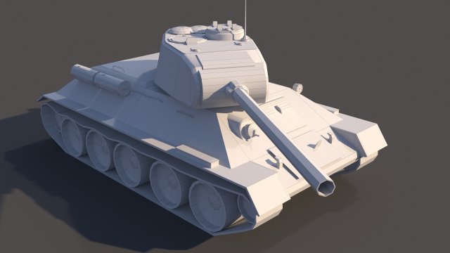 tank t-34-85 low poly model 3D Model .c4d .max .obj .3ds .fbx .stl .blend 