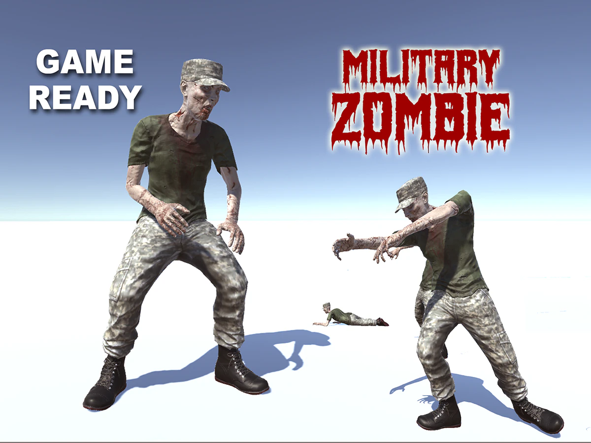 military zombie 3D Model .c4d .max .obj .3ds .fbx .stl .blend 