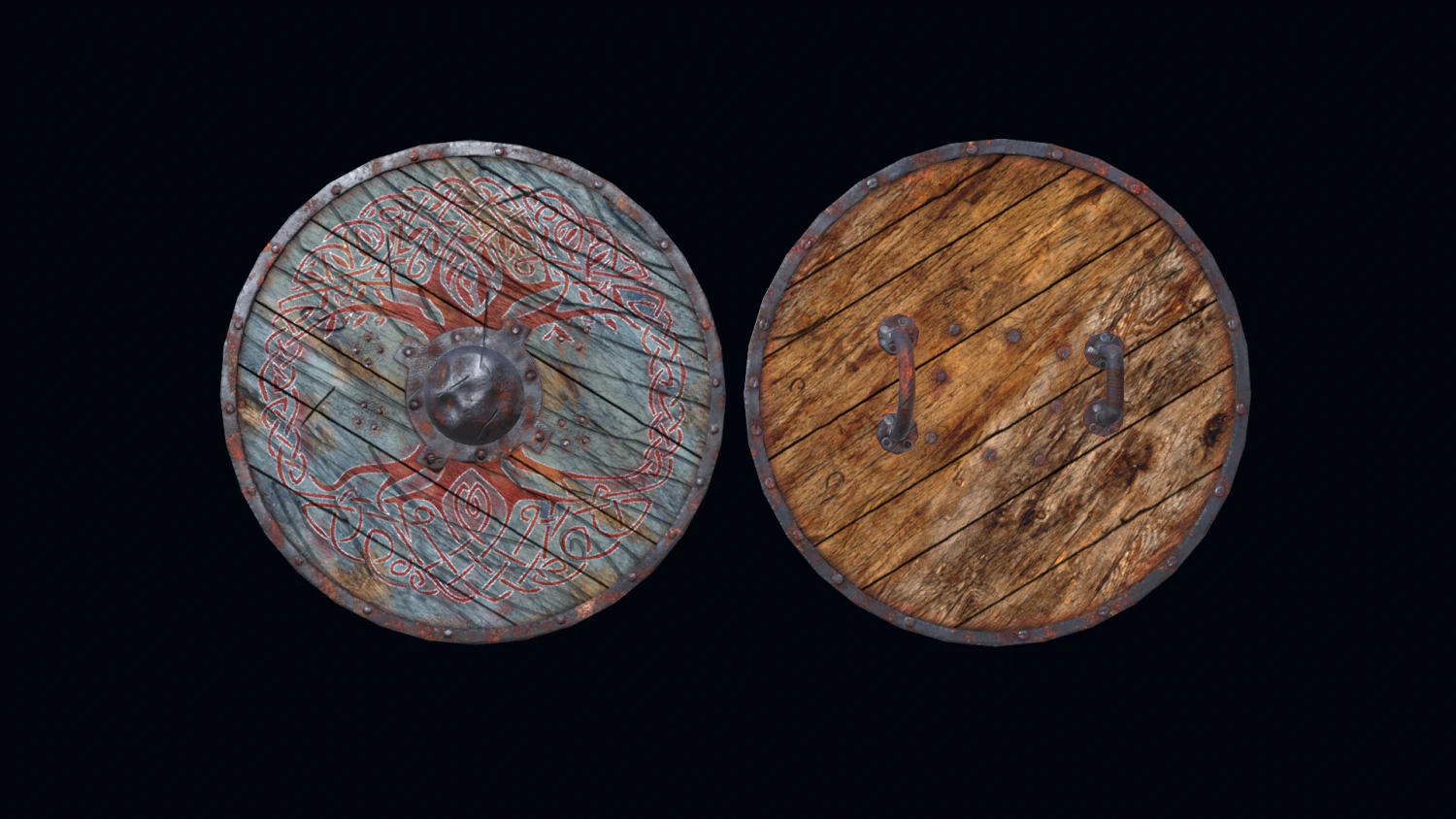 viking shield yggdrasil 3D Model .c4d .max .obj .3ds .fbx .stl .blend 
