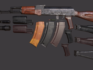 ak 74m pack pbr textures model vr - ar - low-poly Modelo 3D