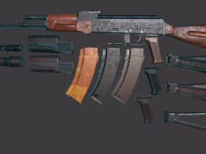 ak 74m 팩 pbr 텍스처 모델 vr - ar - low-poly 3D 모델