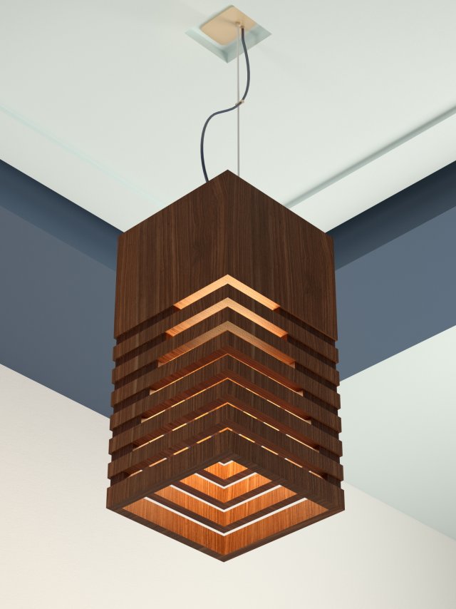 wood ceiling light 3D in 3DExport