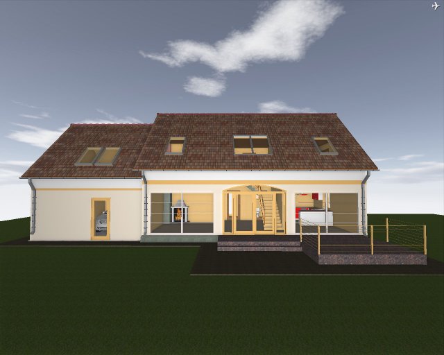 one-storey house with attic garage and terrace 3D Model .c4d .max .obj .3ds .fbx .stl .blend 