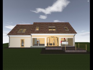 one-storey house with attic garage and terrace 3D Model