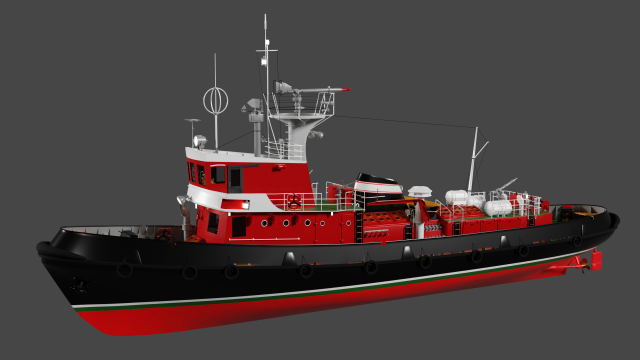strazak -3 fire-fighting ship 3D-Modell .c4d .max .obj .3ds .fbx .stl .blend 