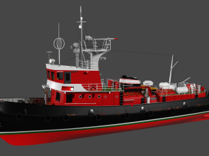 strazak -3 fire-fighting ship 3D Model